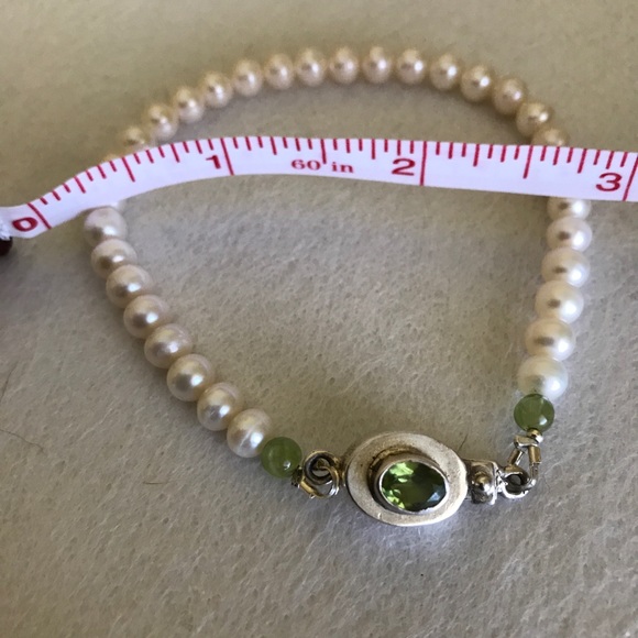 Handmade Fresh water pearls peridot in silver - Picture 5 of 6